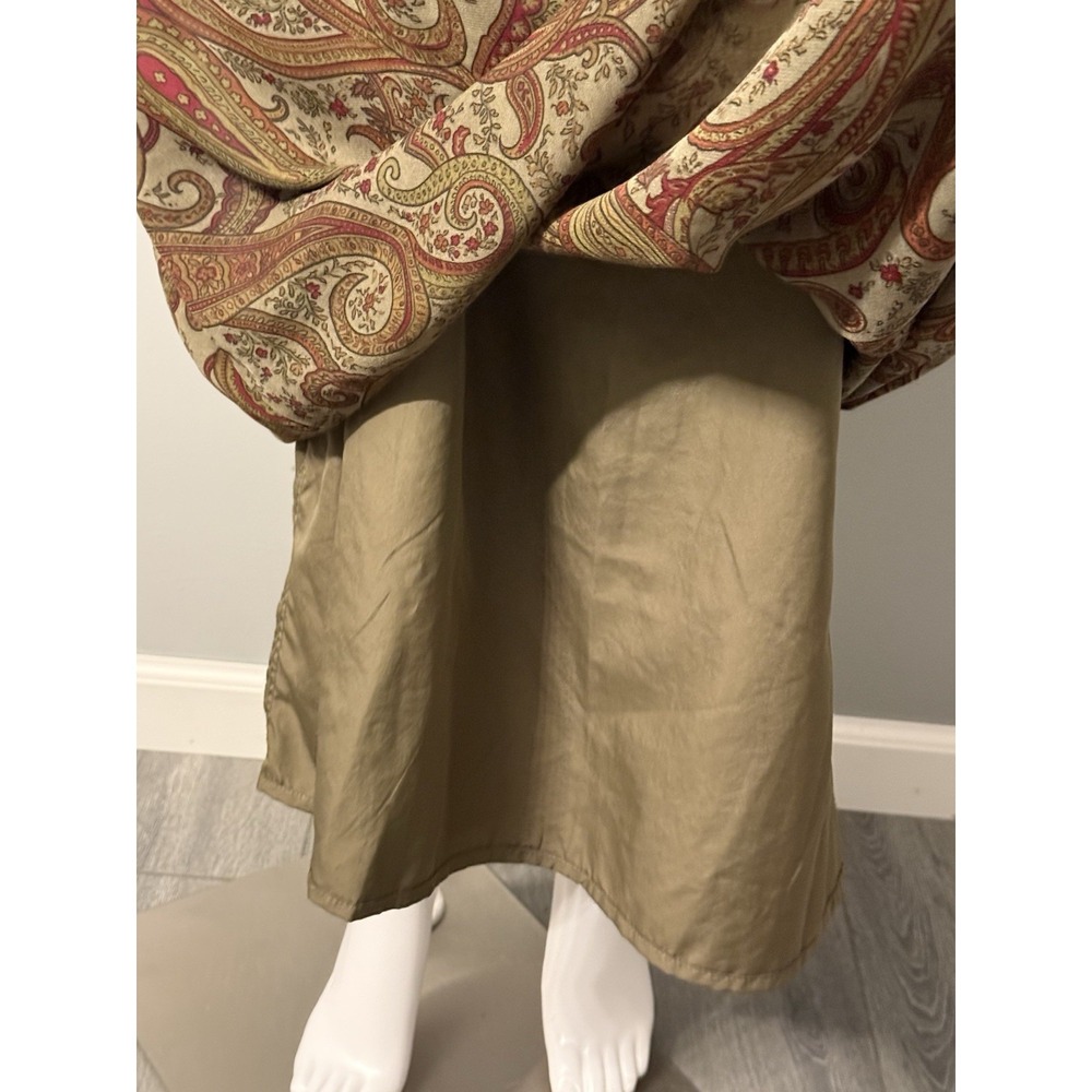 VTG Premier International Maxi Skirt Chiffon Olive/Black Paisley Whimsy Sz 14 - Picture 3 of 8